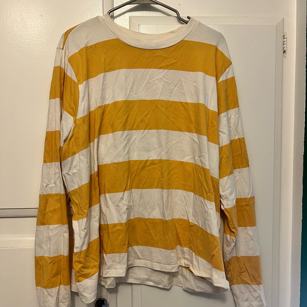 Clare V Yellow and Cream Rugby Top